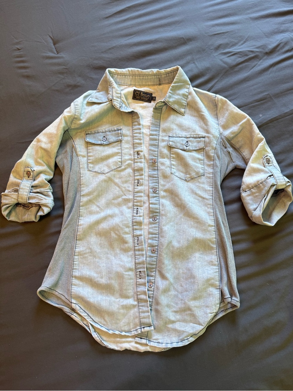 Ci Sono Light Denim Button-Front Shirt